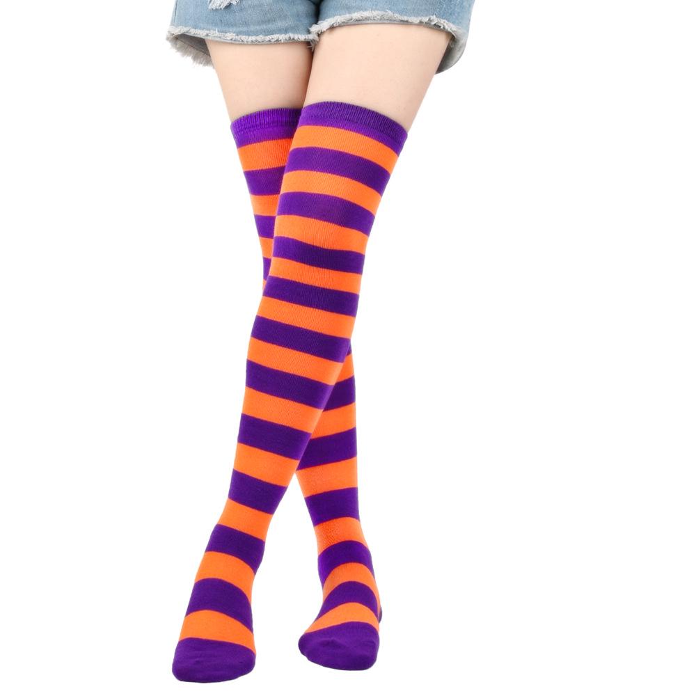 Women's Zebra Striped Thigh-High Socks: Japanese & Korean Style Over-the-Knee Halloween Cosplay Performance.