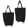 Foldable Shopping Cart with Wheels Multifunctional Fabric Storage Bag Portable Shopping Bag Black