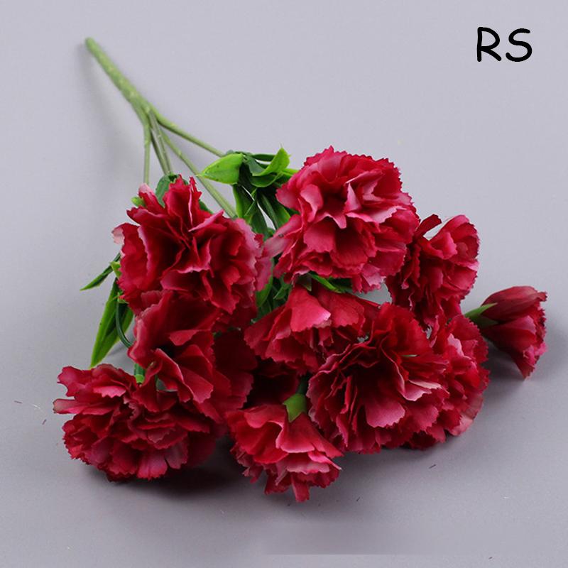 10 Heads Artificial Carnation Home Decoration Multi Color Beauty Silk Fake Flower Especial For Wedding And Festival Decoration