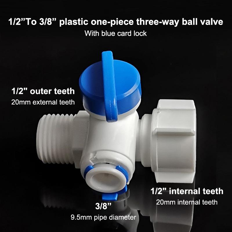 1/2 Thread To 1/4 3/8 Quick Connect Water Purifier Diverter Valve Ro Feed Ball Valve For Ro Water Filter System Home Kitchen