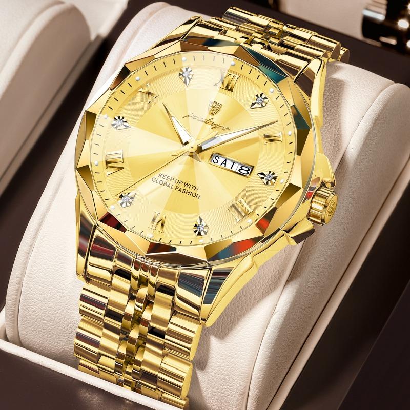 Top-Marke Dragon Watch Explosive Goldene Reliefuhr Herrenuhr Herren Drei-Augen Drache Leuchtend Wasserdicht Quarz-Uhr
