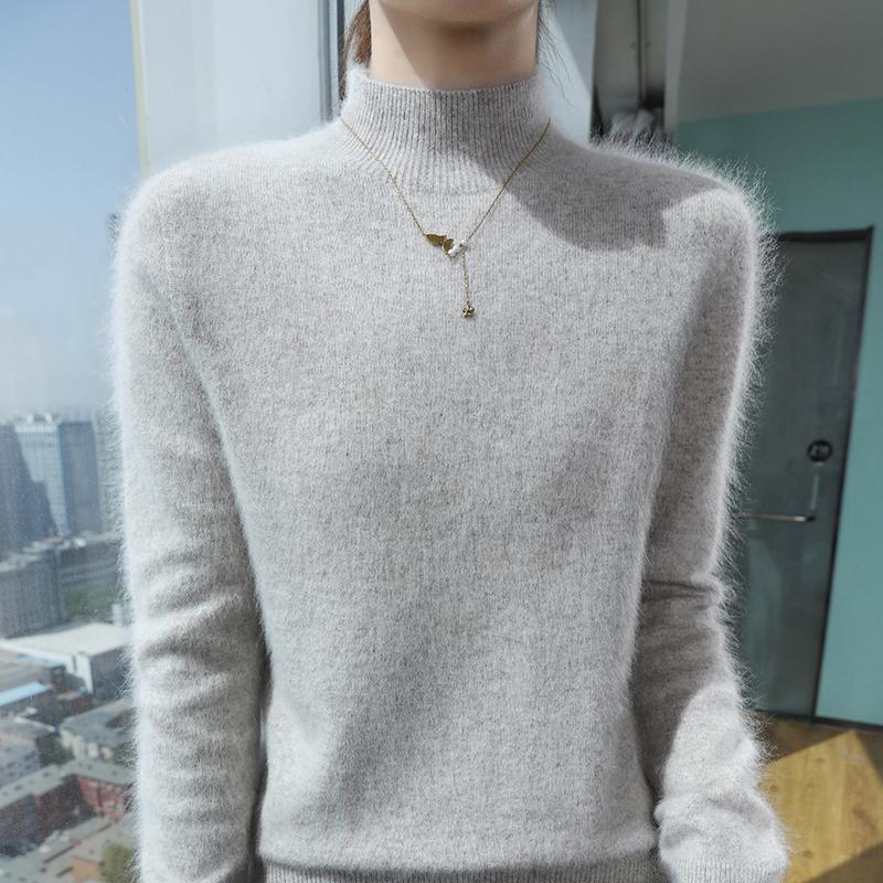Dámský kašmírový svetr Qinghe kašmír 30% kašmír 30% norka 30% vlna 10% nylon Dámský podzimní a zimní hustý kašmírový pulovr měkký a teplý