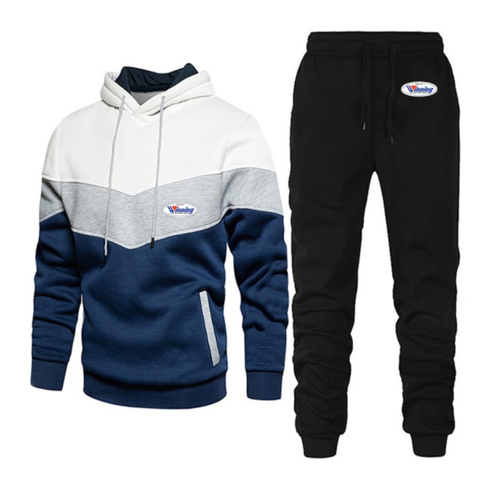 Herren Herbst und Winter Modisches bedrucktes Kapuzensweatshirt+Hose Lässig Harajuku Neues Set