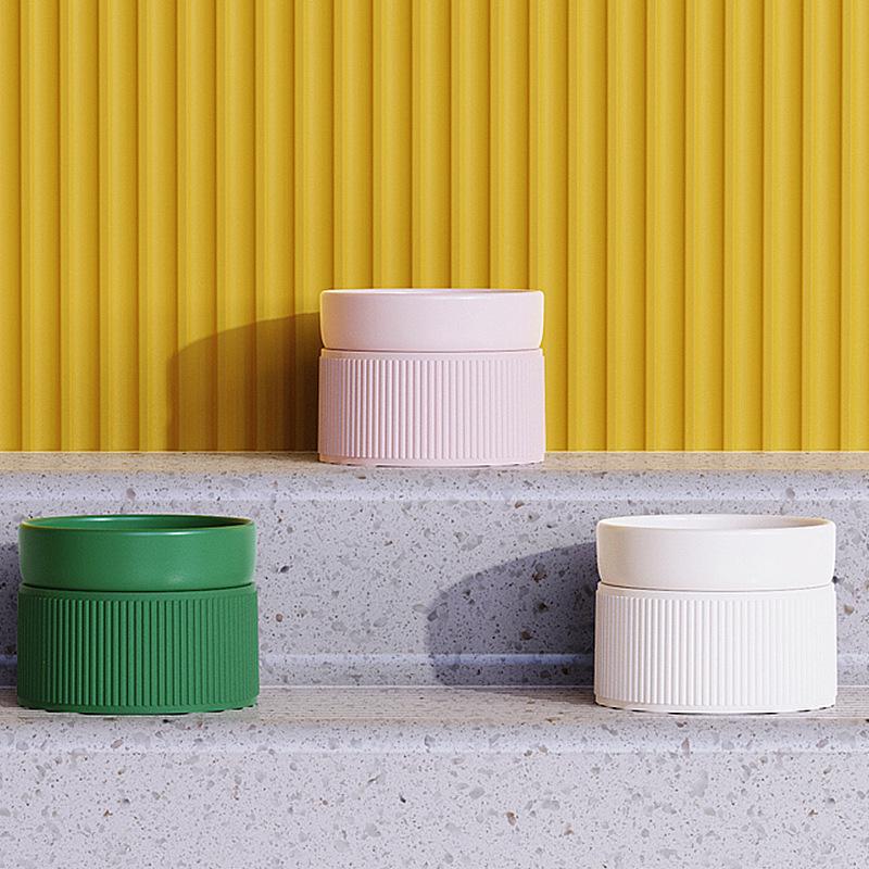 Ciotola Doppia in Ceramica per Gatti - Design Rialzato, Antiscivolo, Anti-Ribaltamento per Cibo e Acqua
