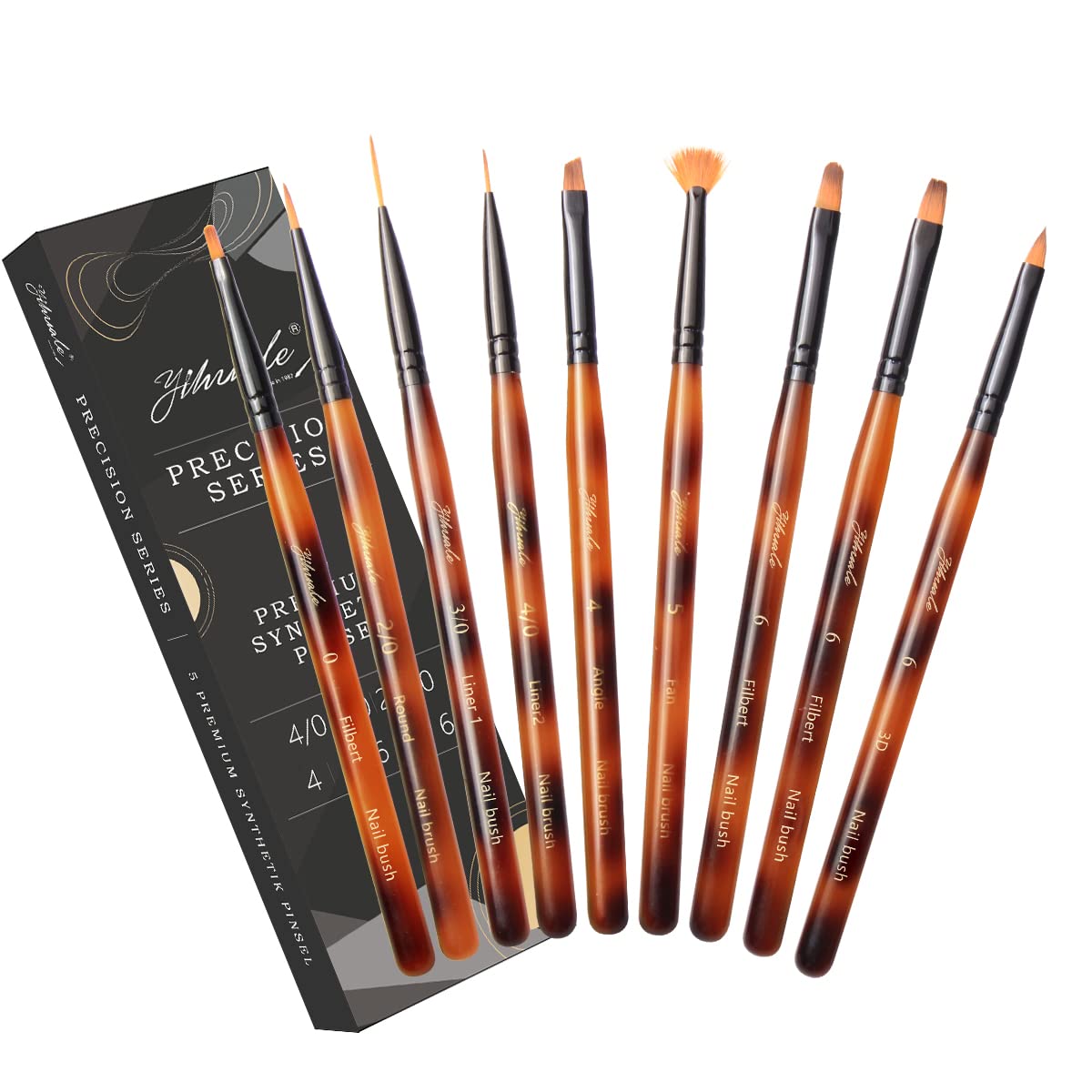 Nail Art Brush set including nail dotting builder glue and other brushes for delicate gel nail Set 9-piece brushes, pens, paintbrushes, brushes, жёлтый
