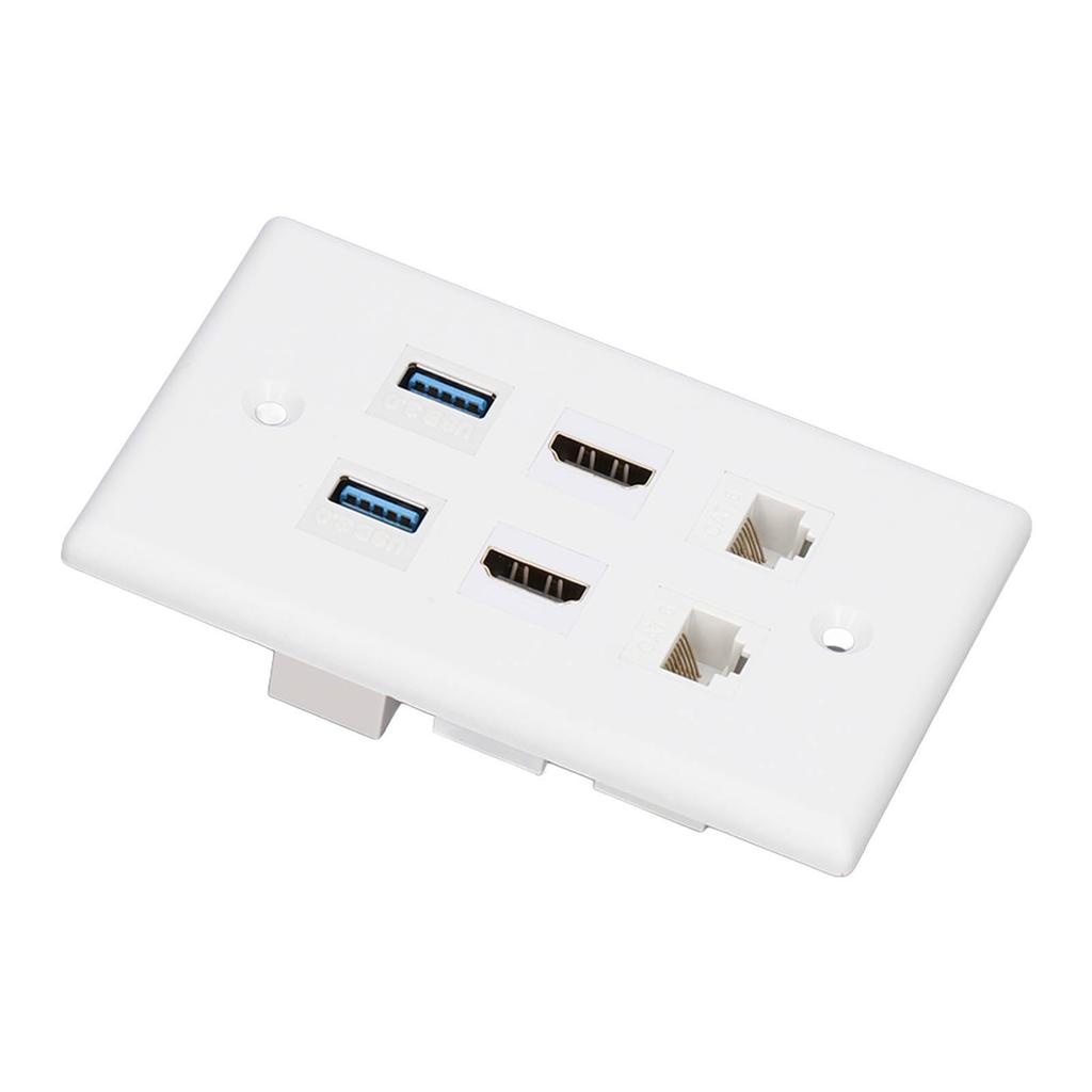 6 Port Wall Plate 2xHD Multimedia Interface 2xCat6 2xUSB3.0 RJ45 Ethernet Wall Plate for HDTV