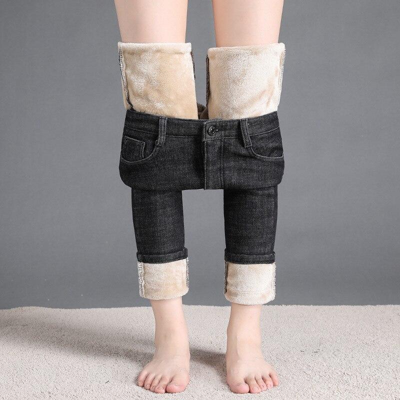 

Зимние женские модные теплые повседневные брюки с высокой талией, узкие термофланелевые облегающие бархатные брюки, леггинсы, эластичные и удобные 32 чёрный