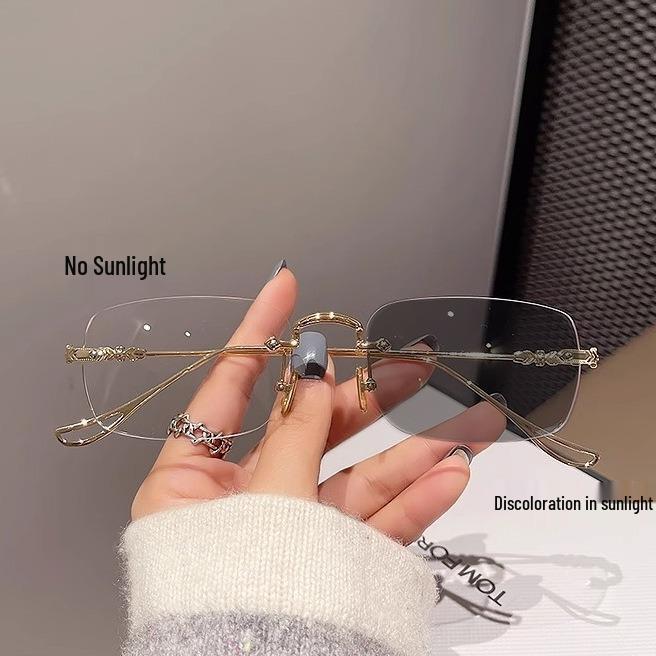 Rimless Photosensitive Color-Changing Anti-Blue Light Reading Glasses for Elderly - Internet Sensation