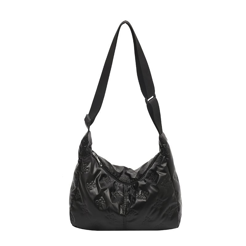 Baumwollkleidung Damenhandtaschen Herbst und Winter Neu Schleife Gepolsterte Baumwoll-Schulterhandtasche Mode Glänzende Damen-Achseltasche