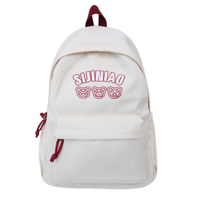 Korean College Style Cute Bear Backpack Female, Japanese Harajuku Vintage Girl Schoolbag Travel Backpack single pack красный