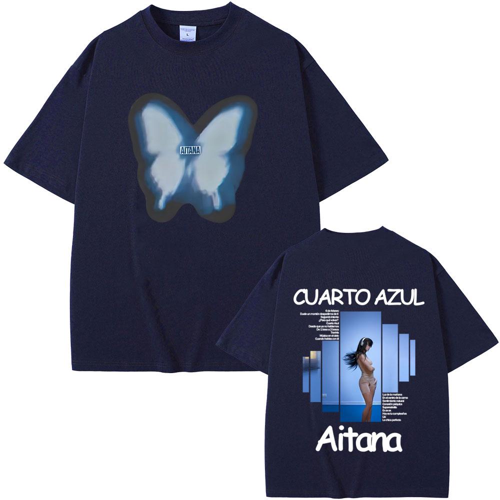 Hot Sale Singer Aitana Cuarto Azul Album Graphic Tshirt Men Women Fashion Pop Music T Shirts Cotton Casual Oversized Tshirts