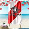 Red and White Monogram Design Beach Towel Quick-drying for Travel Outdoor Sports Jogging Beach and Swimming
