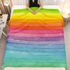 Rainbow Watercolor Print Flannel Throw Blanket Soft Comfortable Polyester Bed Sofa Office Camping Blanket, Digital Printing, All