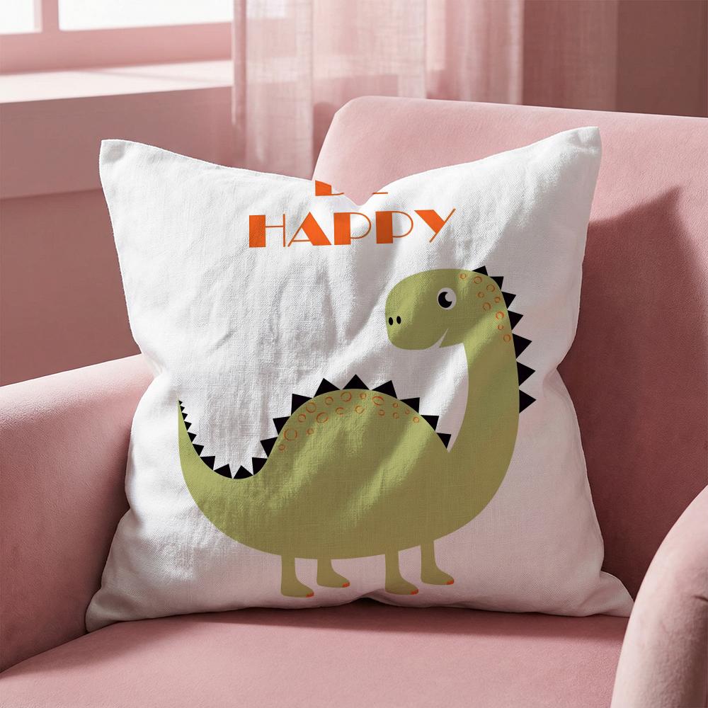 Cute Jurassic Dinosaur Cushion Cover Multi-Scene Pillow Cover for Home & Car - Reversible, Soft & Durable for Daily Use