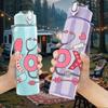 1PC XOXO Love Heart 750ml Color Plastic Sports Water Bottle Leakproof Flip Straw Lid Suitable for Sports Office Home Use