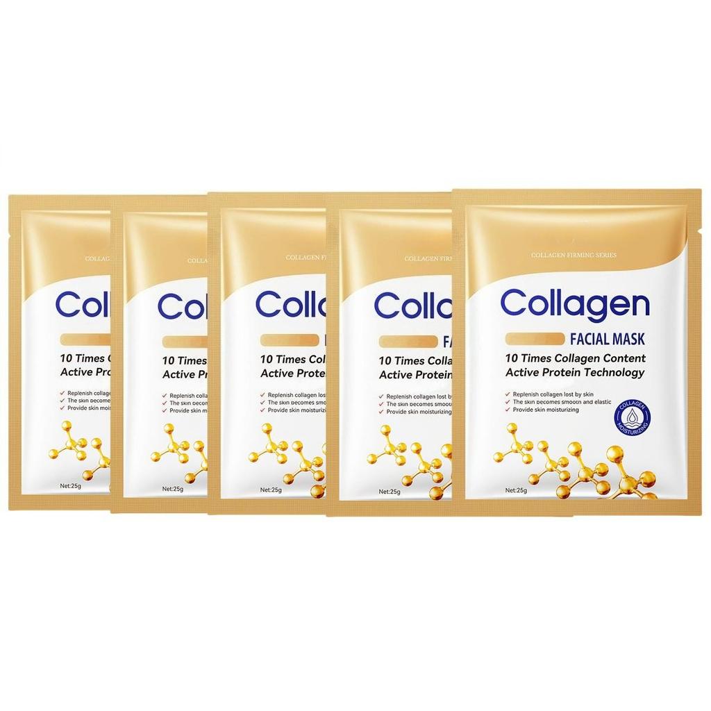 Collagen Face Mask Set with 10x Collagen Content and Active Protein Technology - Deep Moisturizing, Firming, and Anti-Aging Benefits