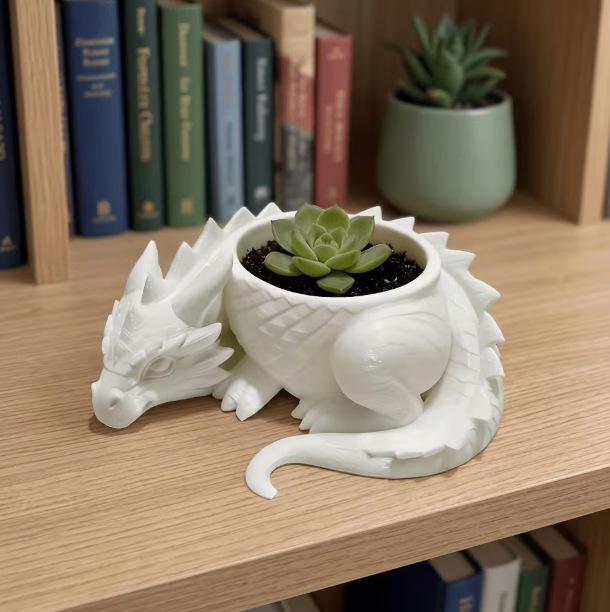 3D Printed Sleeping Dragon Succulent Pot - Creative Desktop Decoration Ornament and Gift