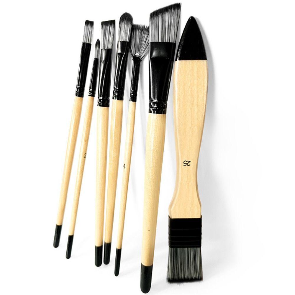 7/9Pcs Portable Painting Brushes Set Wooden Handle Watercolor Drawing Brushes Kits  Drawing Tool