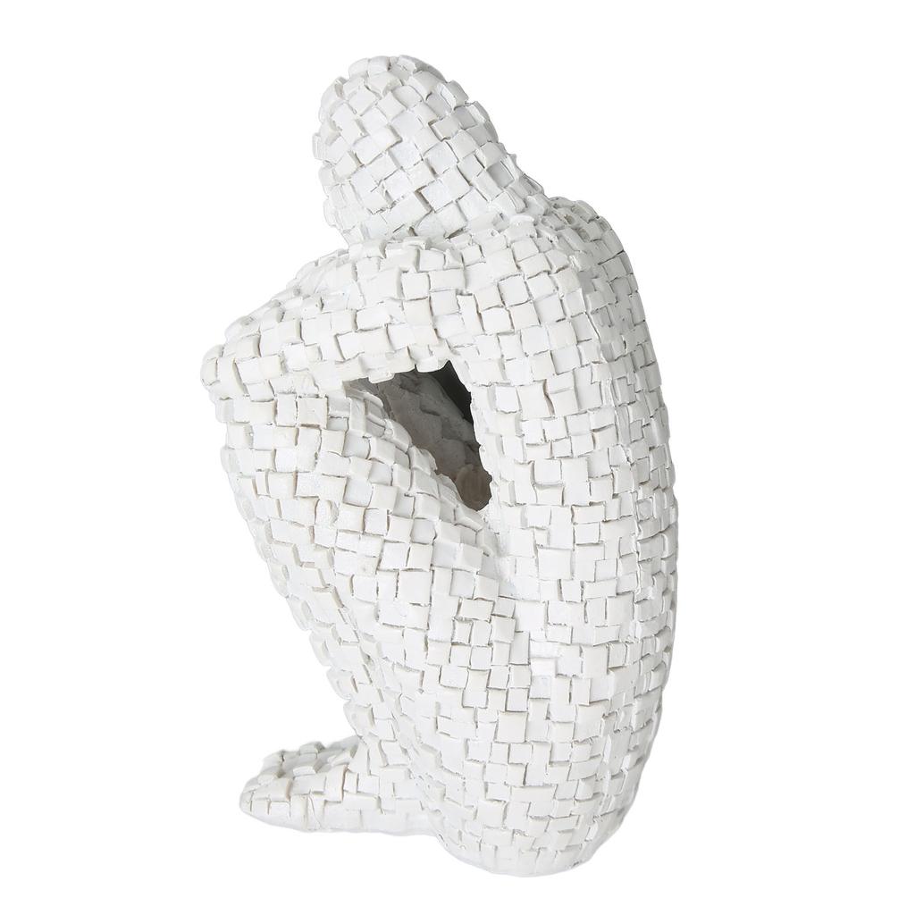 Abstract Mosaic Sculpture White Resin Eco Friendly Bookend Function Thinker Mosaic Statue for