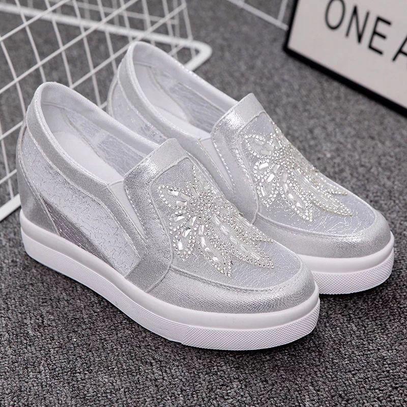 Woman Footwear Summer Sequins Wedge Shoes for Women Lace Original Deals Casual Vulcanized Shoe New in Designer Luxury on Offer