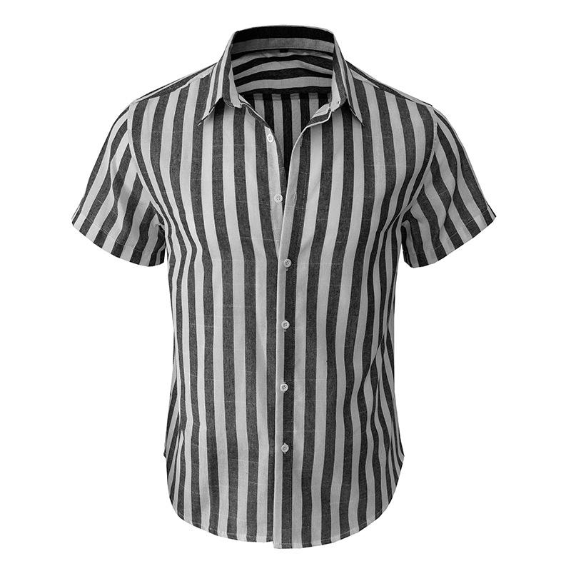Men's Casual Striped Hawaiian Shirt - Short-Sleeved Summer Fashion