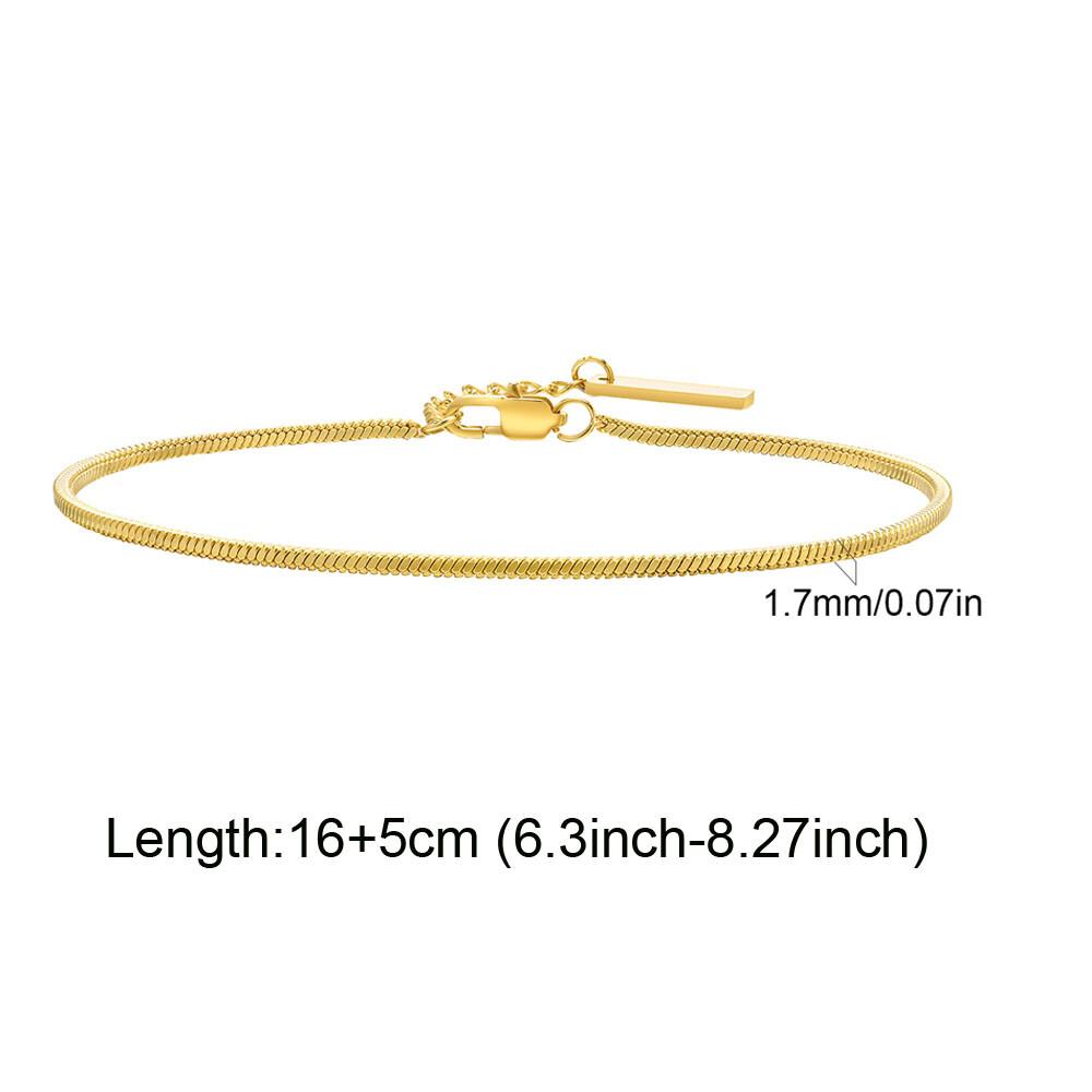 Rundes Schlangenglied-Armband für Damen, Fischgrät-Gliederarmband, Stapelbares Edelstahl 18 Karat Vergoldeter Schmuck 1mm-3mm