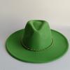 Yellow Fashion Fedora Hat With Colorful Chain 9.5Cm Wide Brim Hat For Women Winter Men'S Hat Cowboy Felt Hat  Sombreros