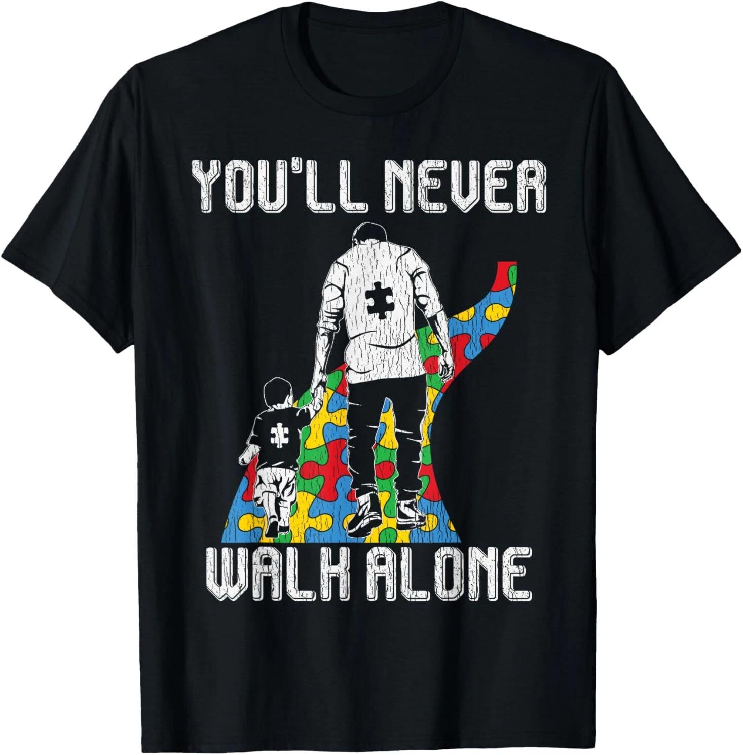 

Vintage Father Son Family Autistic Kids Autism Awareness Dad T-Shirt 150