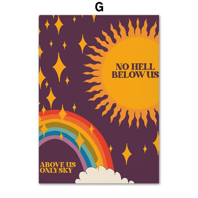 Boho Retro Happy Quote Butterfly Sun Faces Wall Art Canvas Painting Nordic Posters And Print Wall Pictures For Living Room Decor No Frame