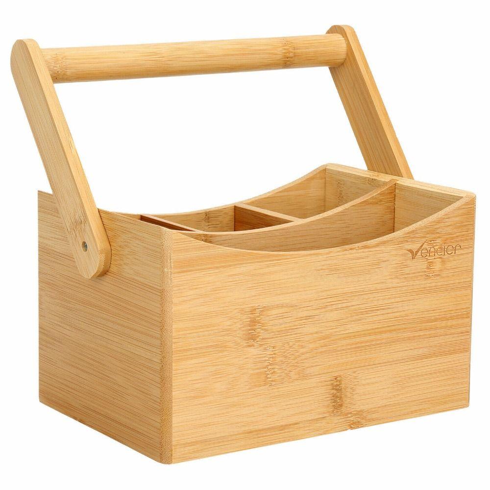 

Ручка для переноски Полка для посуды 4 отделения Корзина для пикника Портативный держатель для карандашей Кухня