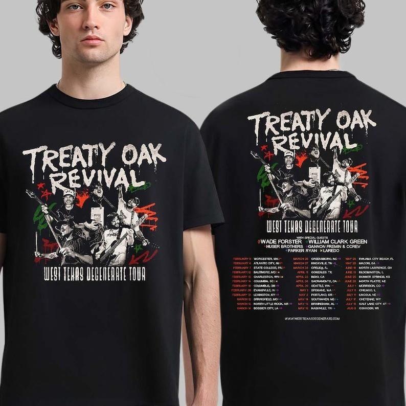 Treaty Oak Revival 2026 West Texas Degenerate Tour Sided T Shirt Unisex T-Shirt XXL