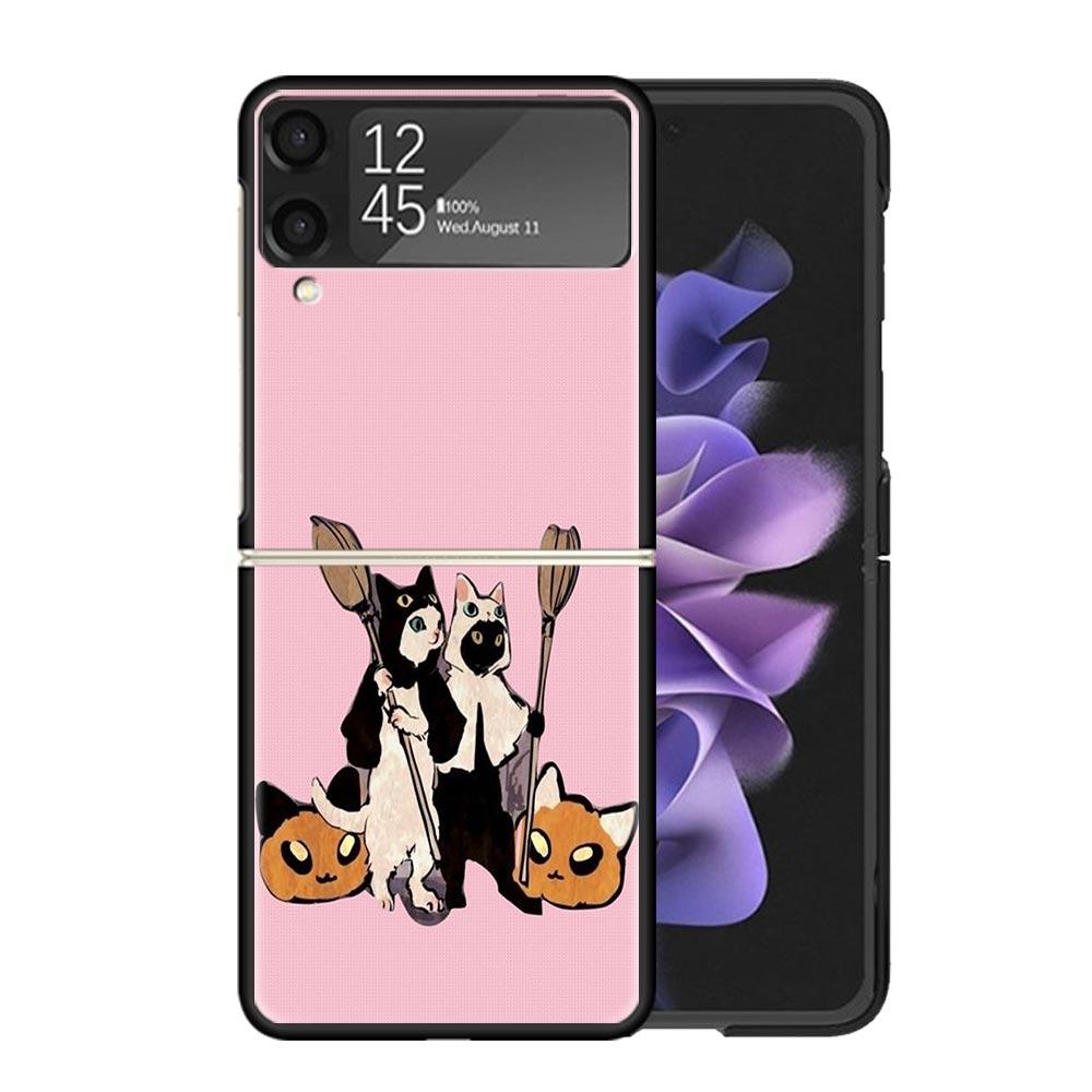 Pink Cat Skull Sorceress Witch Cases For Samsung Galaxy Z Flip 4 5 6 7 3 Z Flip7 Flip6 Flip4 Flip5 Flip3 5G Hard Shockproof Fund