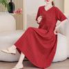 Women's Plus Size Cotton Linen Dress, Loose V-Neck Casual Summer Midi Dress with Pockets (XL-5XL)