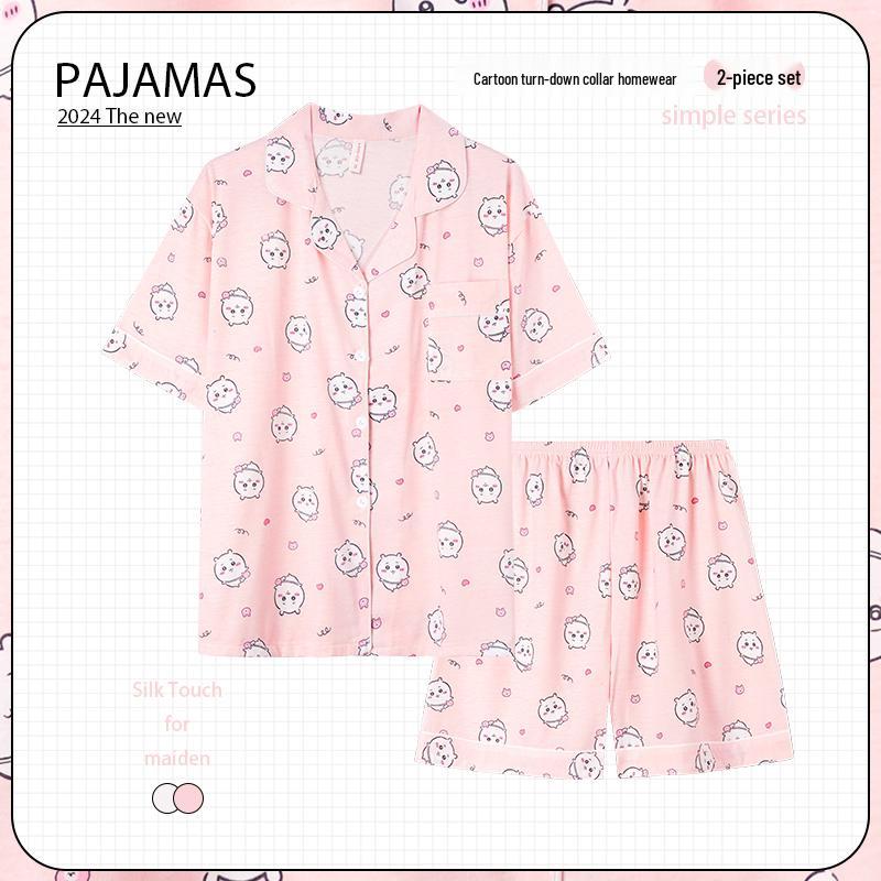 

Мультяжный пижамный комплект для пары: Домашняя одежда из вязаного хлопка с длинным рукавом для мужчин и женщин, на весну-зиму XL (116–130 jin)