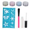 4 Colors Face Body Glitter Powder Children Shiny Temporary Tattoo Nail Art Glitter with Glue Template