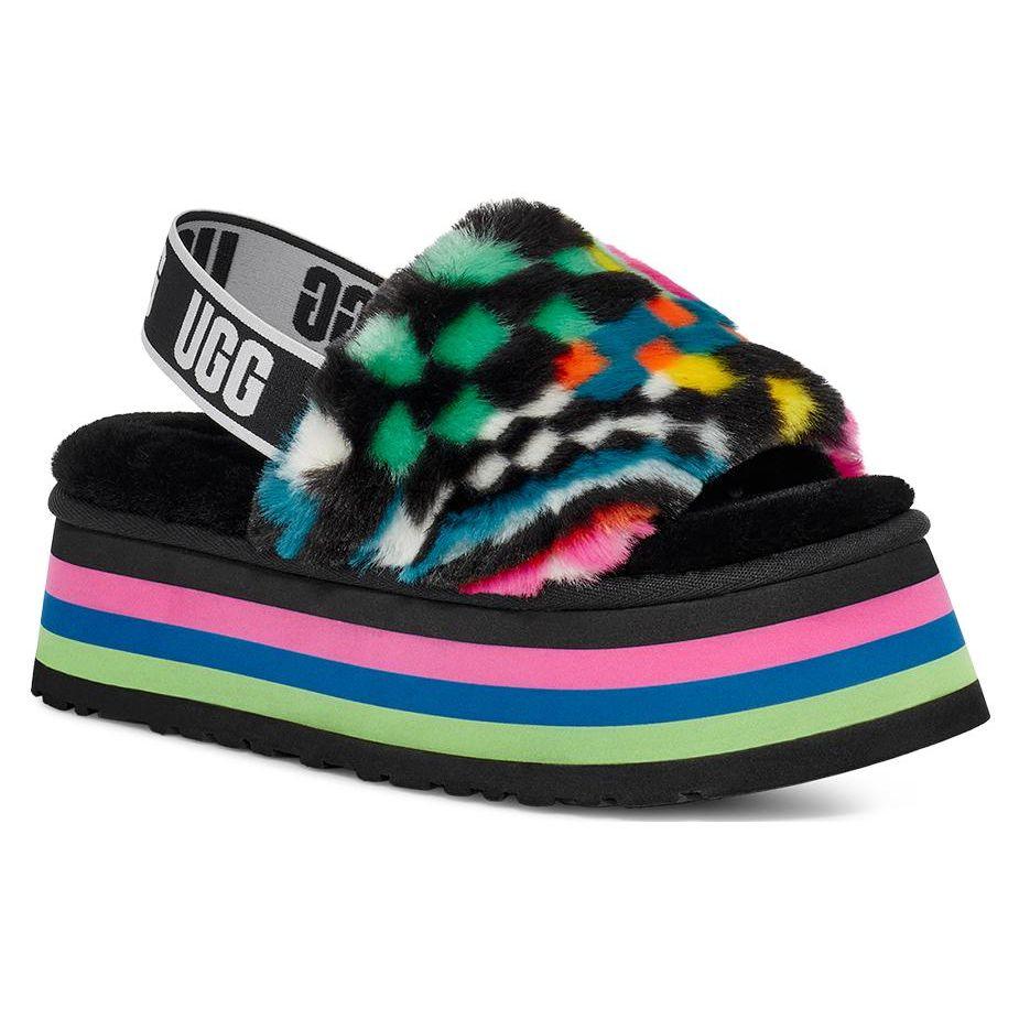 UGG Disco Checks Slide Comfortable Warm Fashion Slippers Women slippers Black 1130877-BLKM