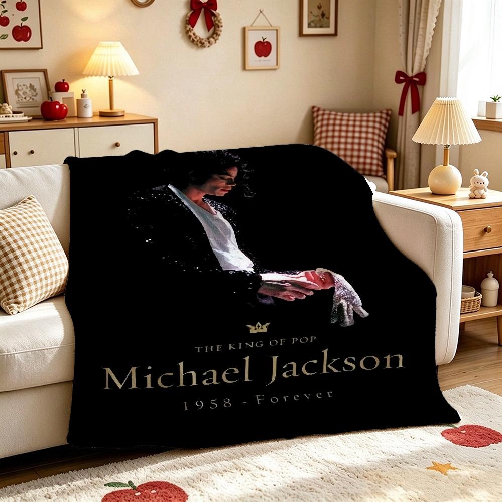 Michael Jackson Pop Printed Flannel Blanket Cozy Comfortable Fleece Blanket For Office Sofa Home Decor Memorial Gift