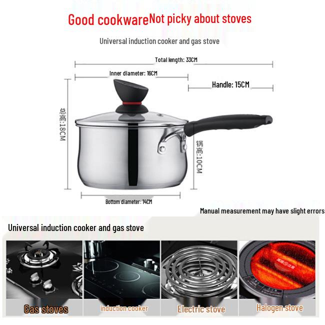 Supor 304 Stainless Steel Non-stick Milk Pot for Babies and Toddlers, Ideal for Cooking Noodles and Frying.