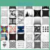 Premium Polyester Peach Skin Geometric Cushion Cover In Black White Gray For Elegant Touch