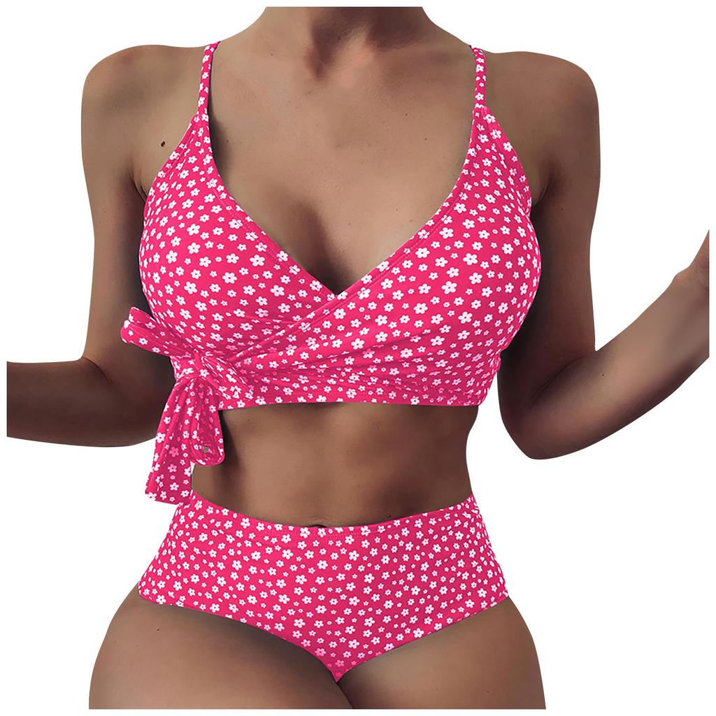 Damen-Bikini, Blumen-Set, Badeanzug, zweiteilig, gefüllter BH, Bademode, Strandmode