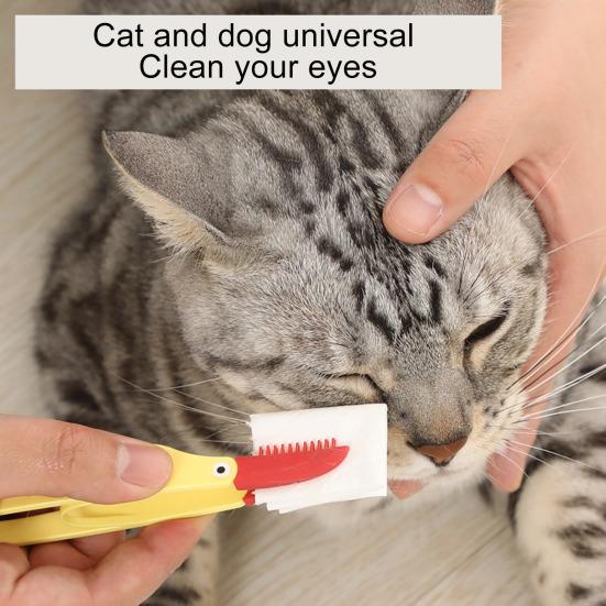 Pet Eye Care Brush Soft Silicone Tear Stain Remover Comb Dogs Eye Cleaner Brush with Anti-Slip Handle Gentle Pet Grooming Tool