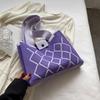 Candy Color Knitted Mobile Phe Tote Bag Rhombic Design Woven Small Shopper Handbag Shoulder Bag For Women