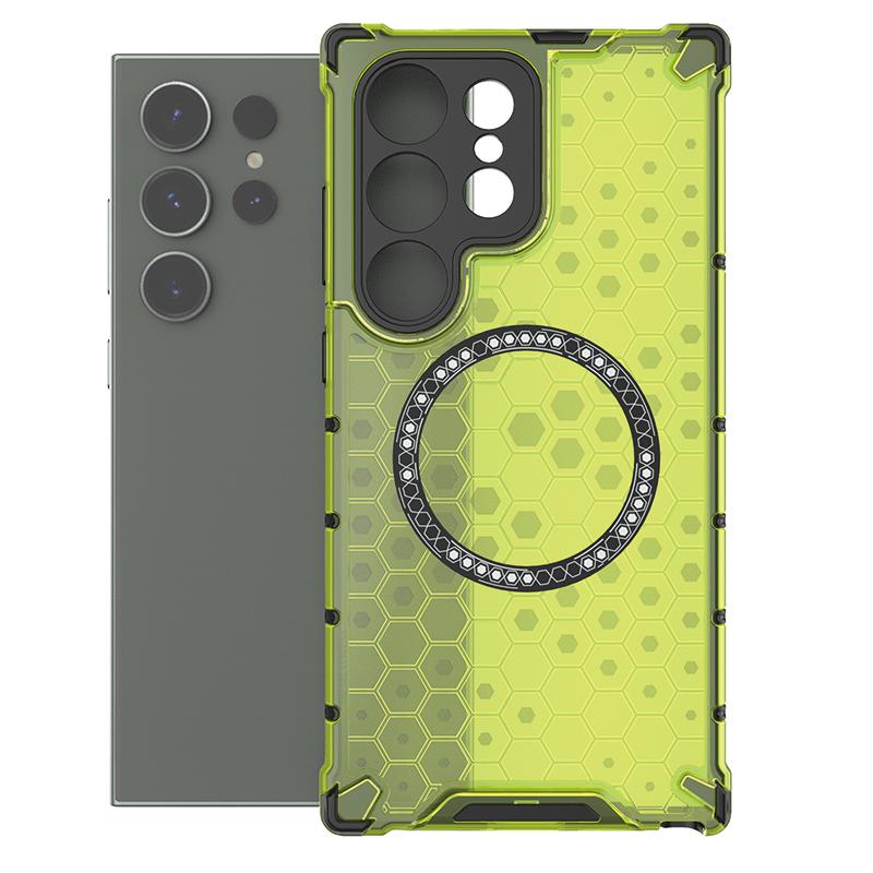 Magnetic Wireless Charging Armor Airbag Case For Samsung Galaxy S23 S24 Plus Ultra FE A35 A55 5G PC TPU Rubber Shockproof Cover