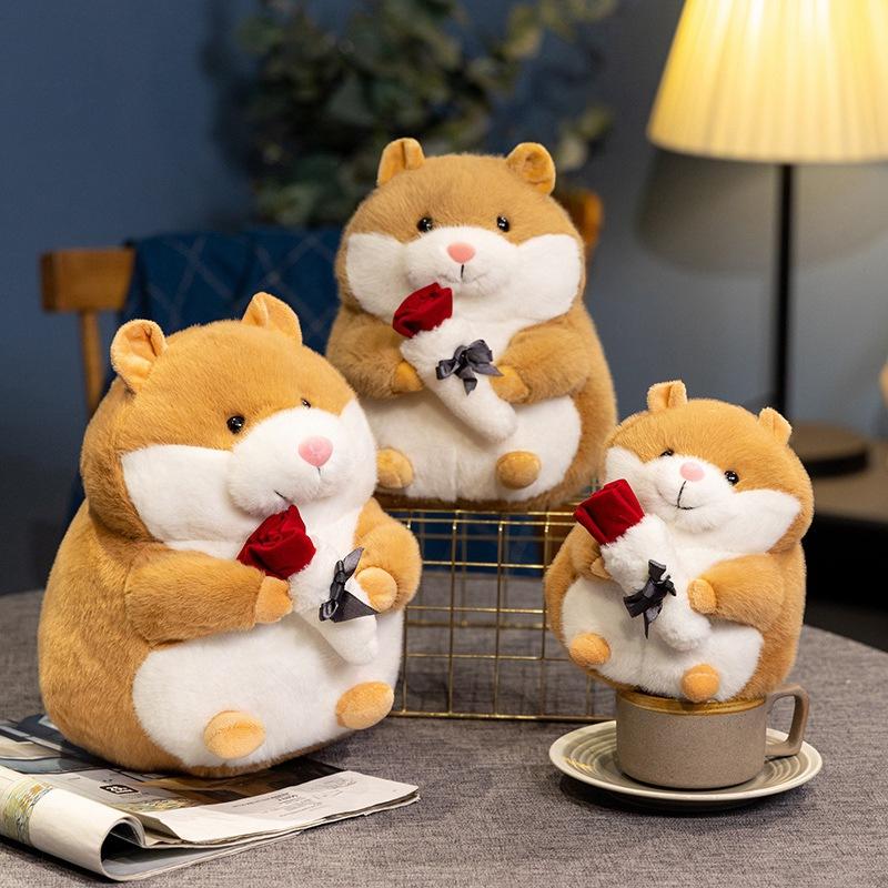 Cute Cute Rose Hamster Doll Plush Toy Chubby Little Hamster Doll Girl Soothing Doll