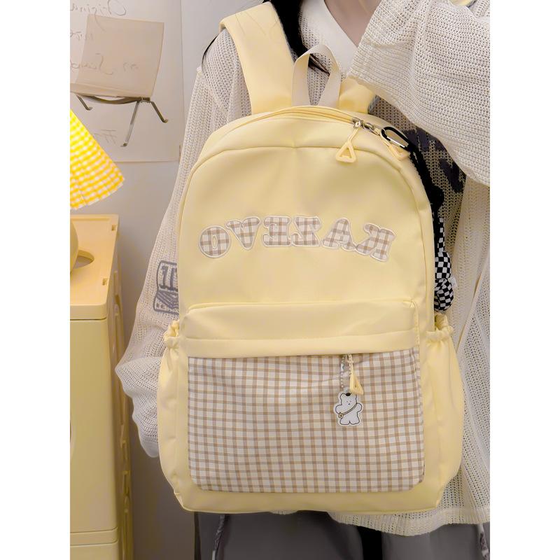 Contrasting colors cute versatile schoolbag female college student cute simple fashion backpack female junior high school student lightweight backpack
