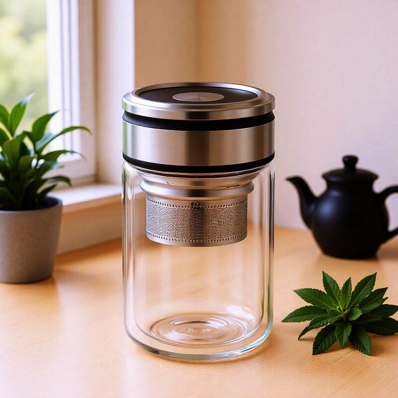 OLOEY Double-Layer High Borosilicate Glass Tea Cup