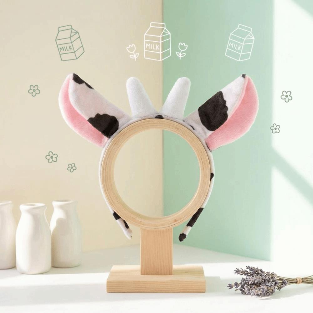 Hair-Pressing Animal Ears Hair Hoop Polyester Dairy Cow Hairband Halloween Carnival