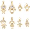 SUPERFINDINGS 8 Styles Girl or Boy Charms Beads Micro Pave Clear Cubic Zirconia Charms Golden Crystal Boy Girl Pendants for Bracelets Earrings
