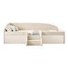 Cama Estofada Cama Infantil 90*190cm, Cama Multifuncional, Com Degraus e Grades de Proteção, Tecido de Veludo Amigo da Pele, sem Colchão Bege