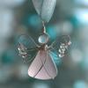 6 Colors Sea Glass Angel Xmas Tree Ornaments, 2D Flat Crystal Acrylic Angel Crafts Christmas Tree Hanging Ornament Holiday Decor